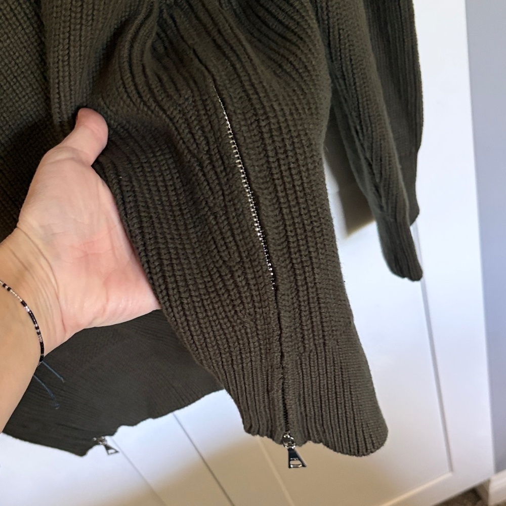 Modern Citizen Olive Crewneck Sweater with Side Zips - Picture 4 of 5
